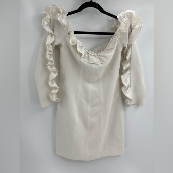 Cinq à Sept Rosemarie ruffle off the shoulder dress white cocktail party size 4 - Picture 14 of 16